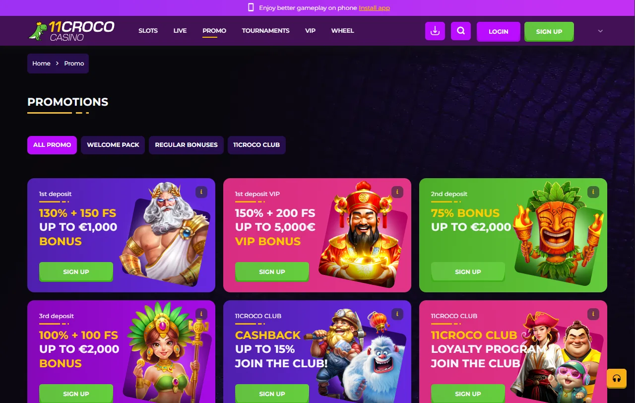 Jogos slots live provedores 11Croco Casino Brasil catálogo
