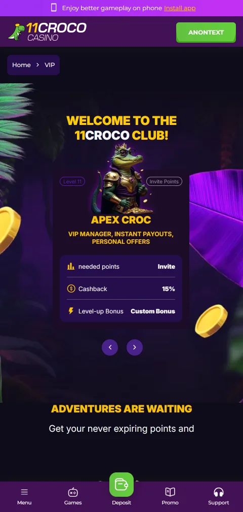Acesso mobile smartphone 11Croco Casino Brasil compatibilidade