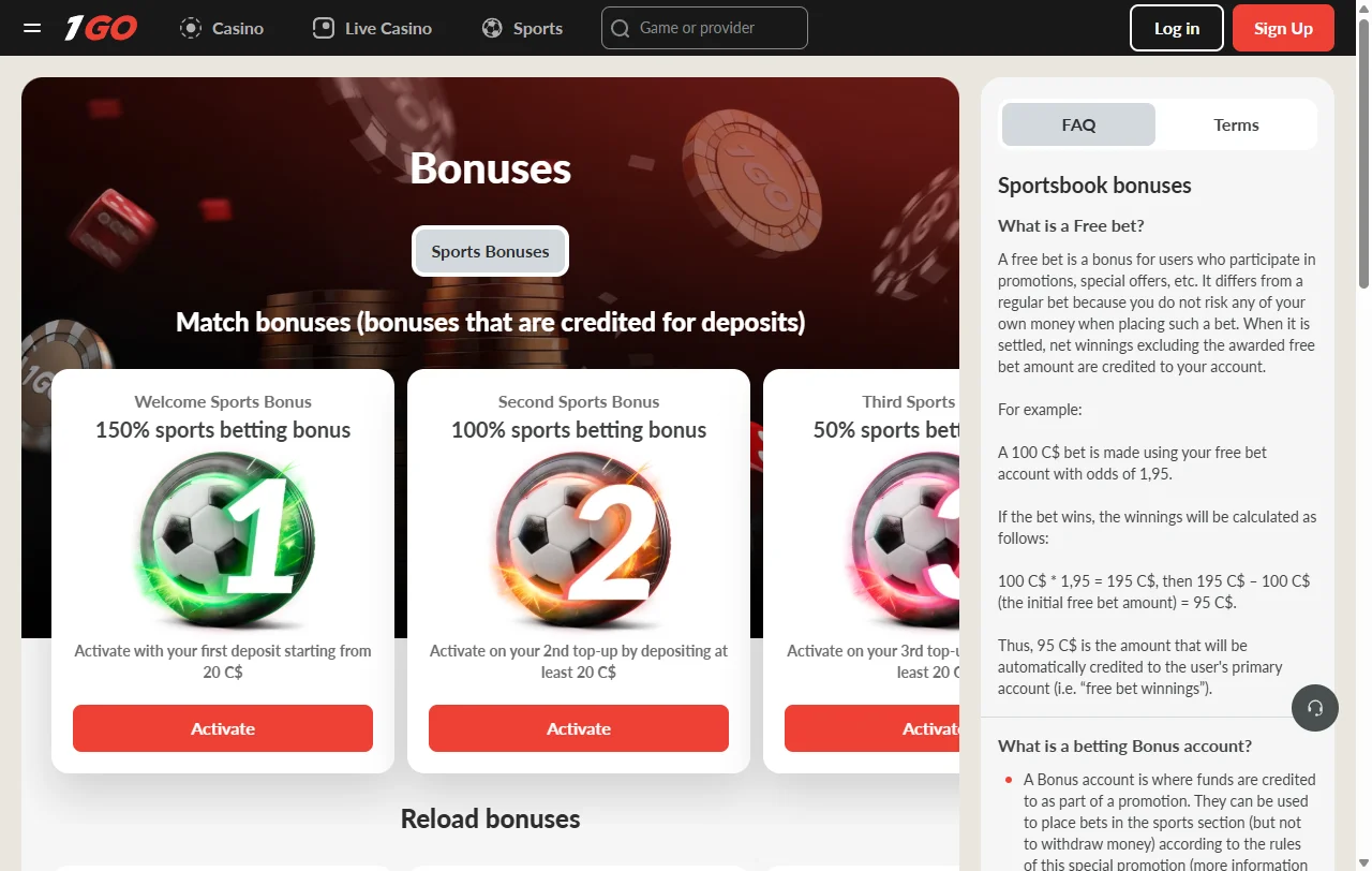 Jogos slots e live casino na 1Go Casino Brasil