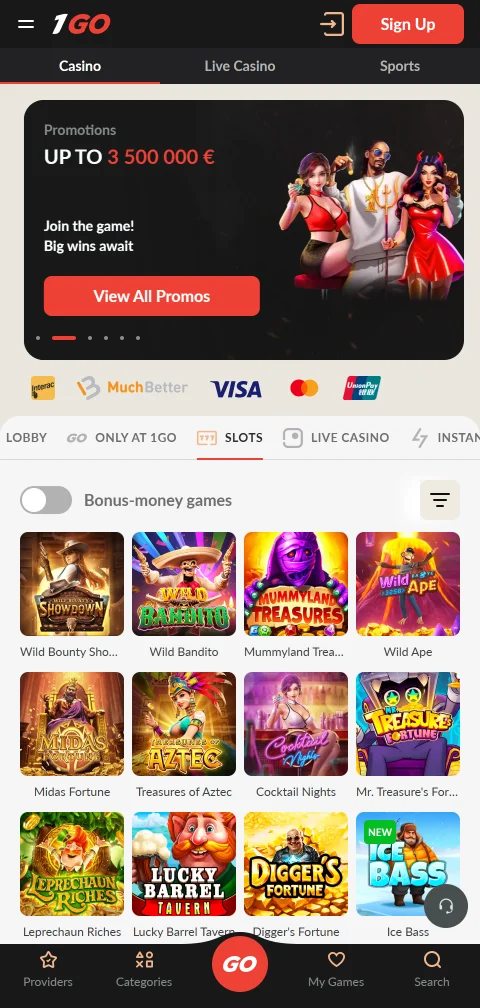 Jogos mobile acessíveis 1Go Casino Brasil smartphone