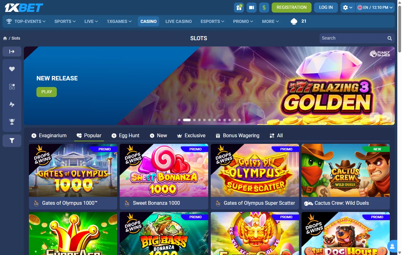 Seleção de jogos e slots no 1xBet Casino Brasil