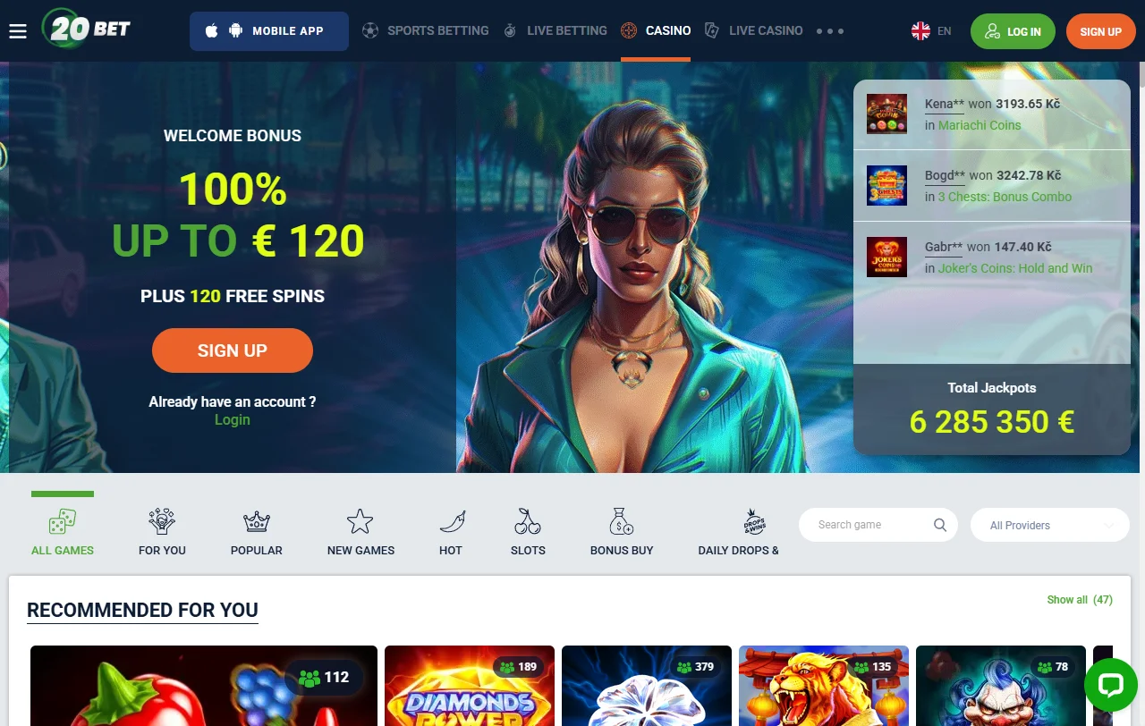 Promoções e bônus de boas-vindas 20bet Casino Brasil