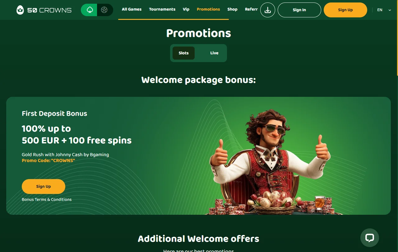 Jogos slots mesas live disponíveis 50 crowns Casino Brasil