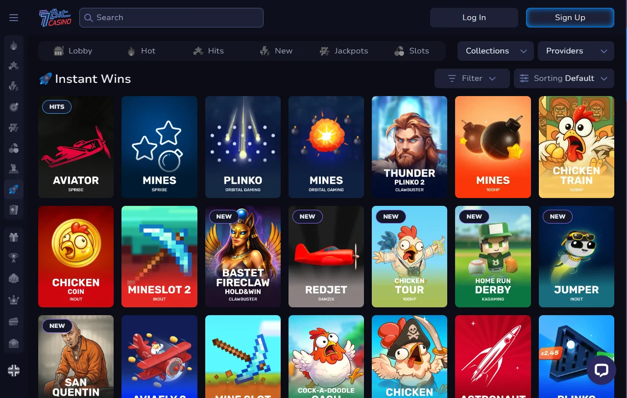 Slots e mesas ao vivo disponíveis no 7Bit Casino Brasil com RTP alto