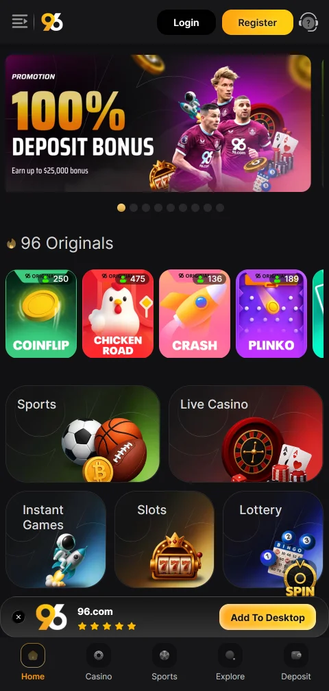 Jogos móveis acessíveis 96 Casino Brasil dispositivos