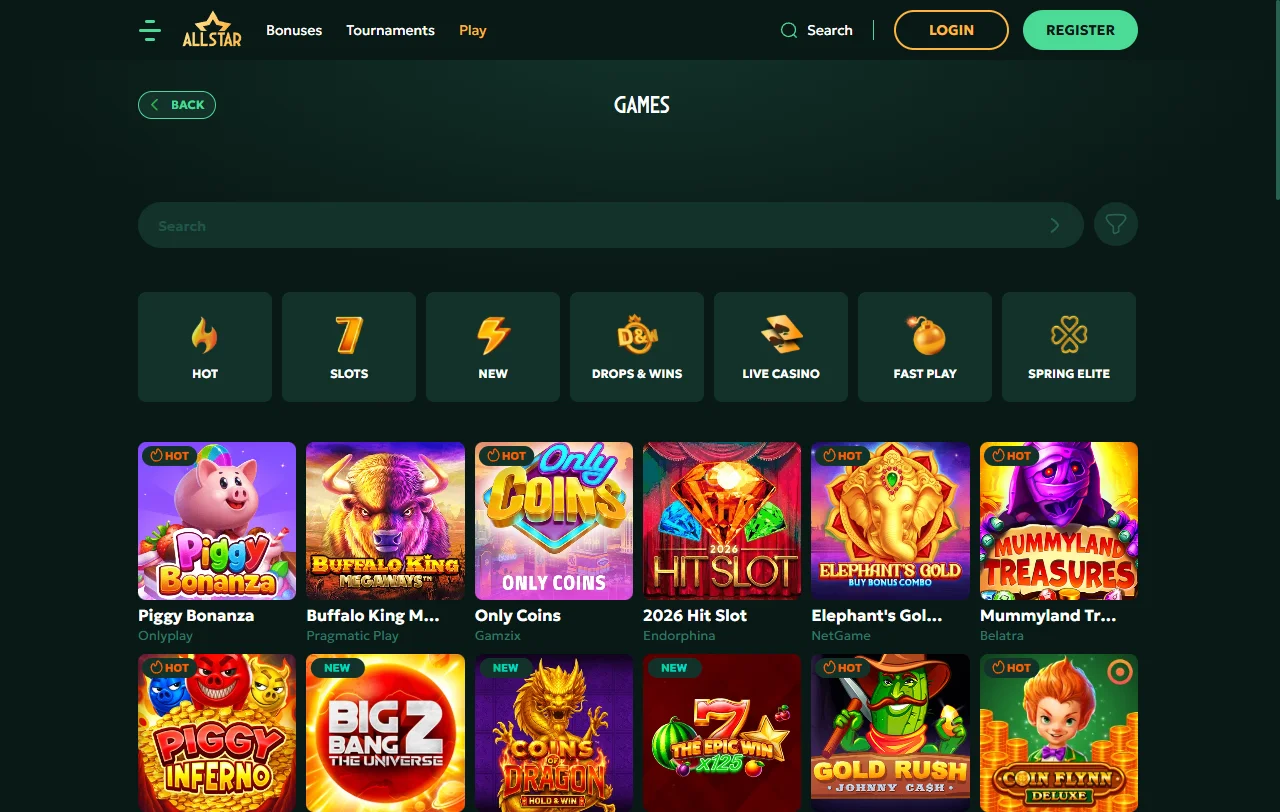 Bônus promoções bem-vindo AllStar Casino Brasil detalhadas