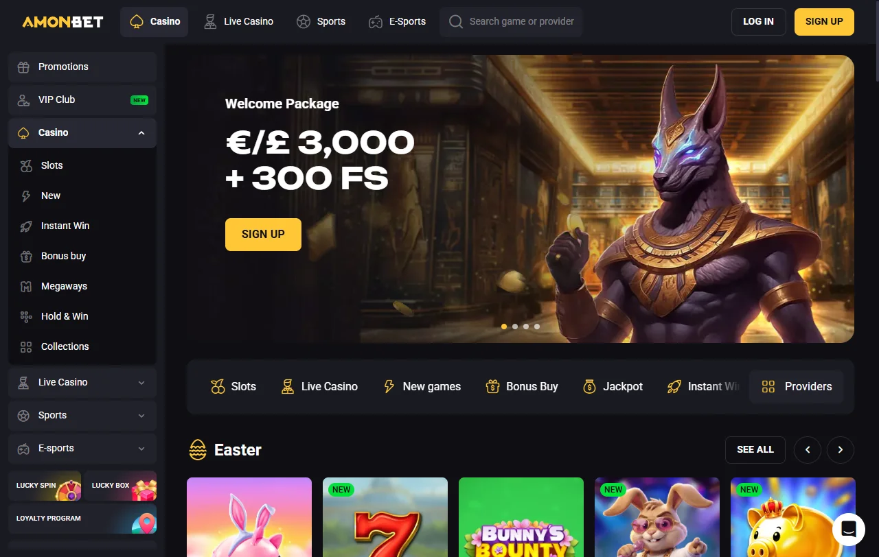 Análise completa de AmonBet Casino Brasil com visão geral de características principais