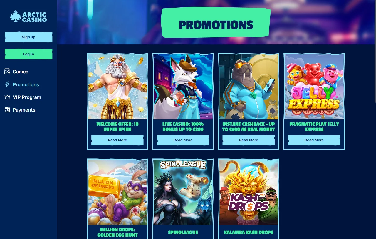 Bônus promoções ofertas Arctic Casino Brasil jogadores brasileiros