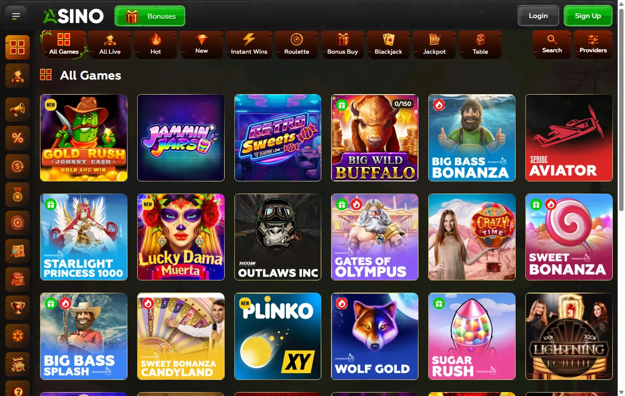 Slots e jogos variados disponíveis no Asino Casino Brasil