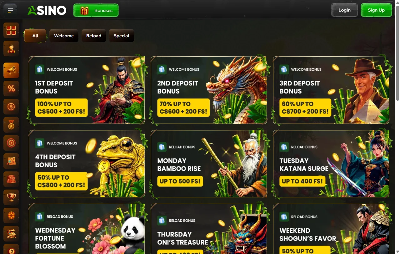 Bônus de boas-vindas e promoções no Asino Casino Brasil