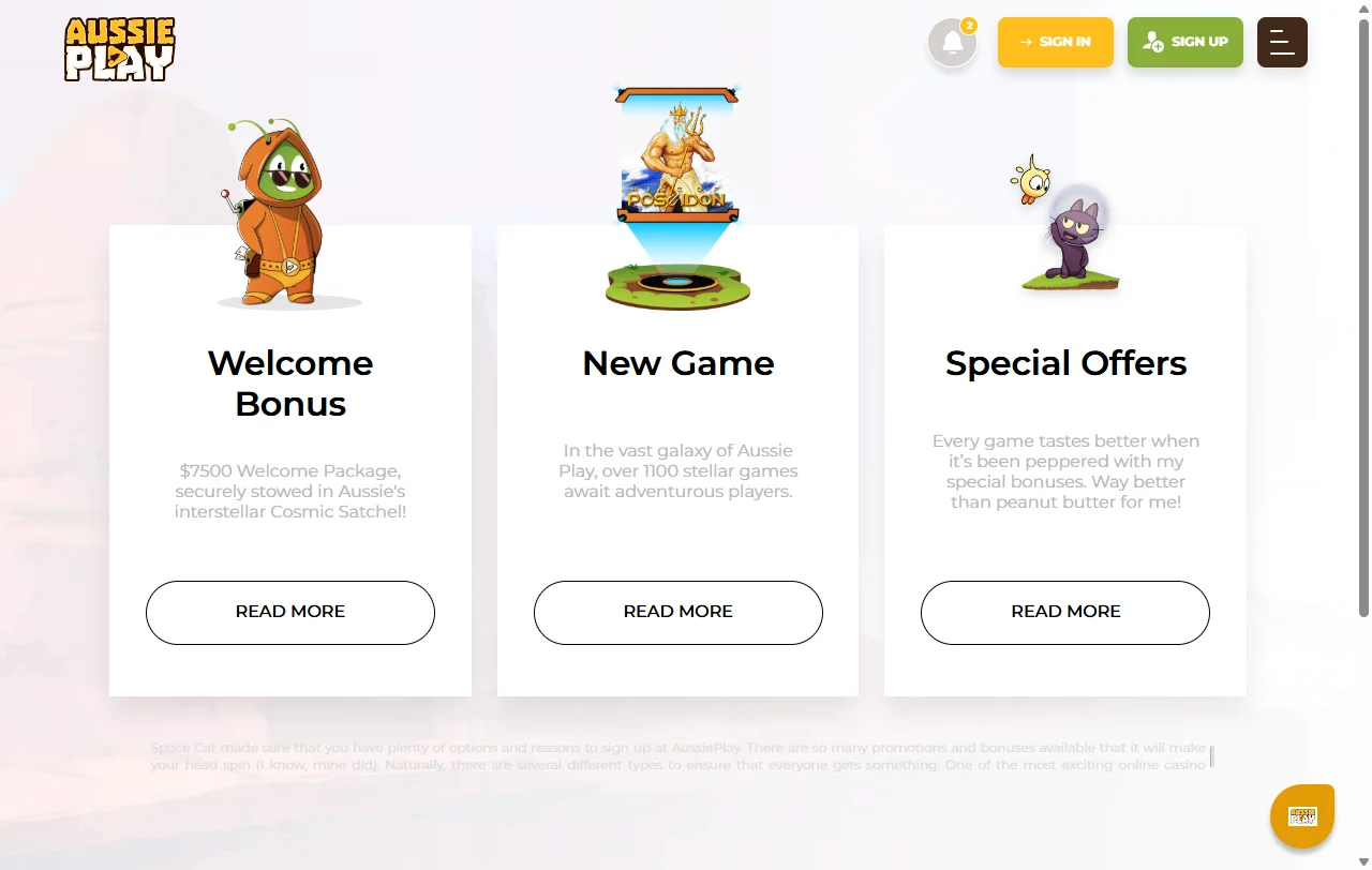 Bônus de boas-vindas e promoções no Aussie Play Casino Brasil