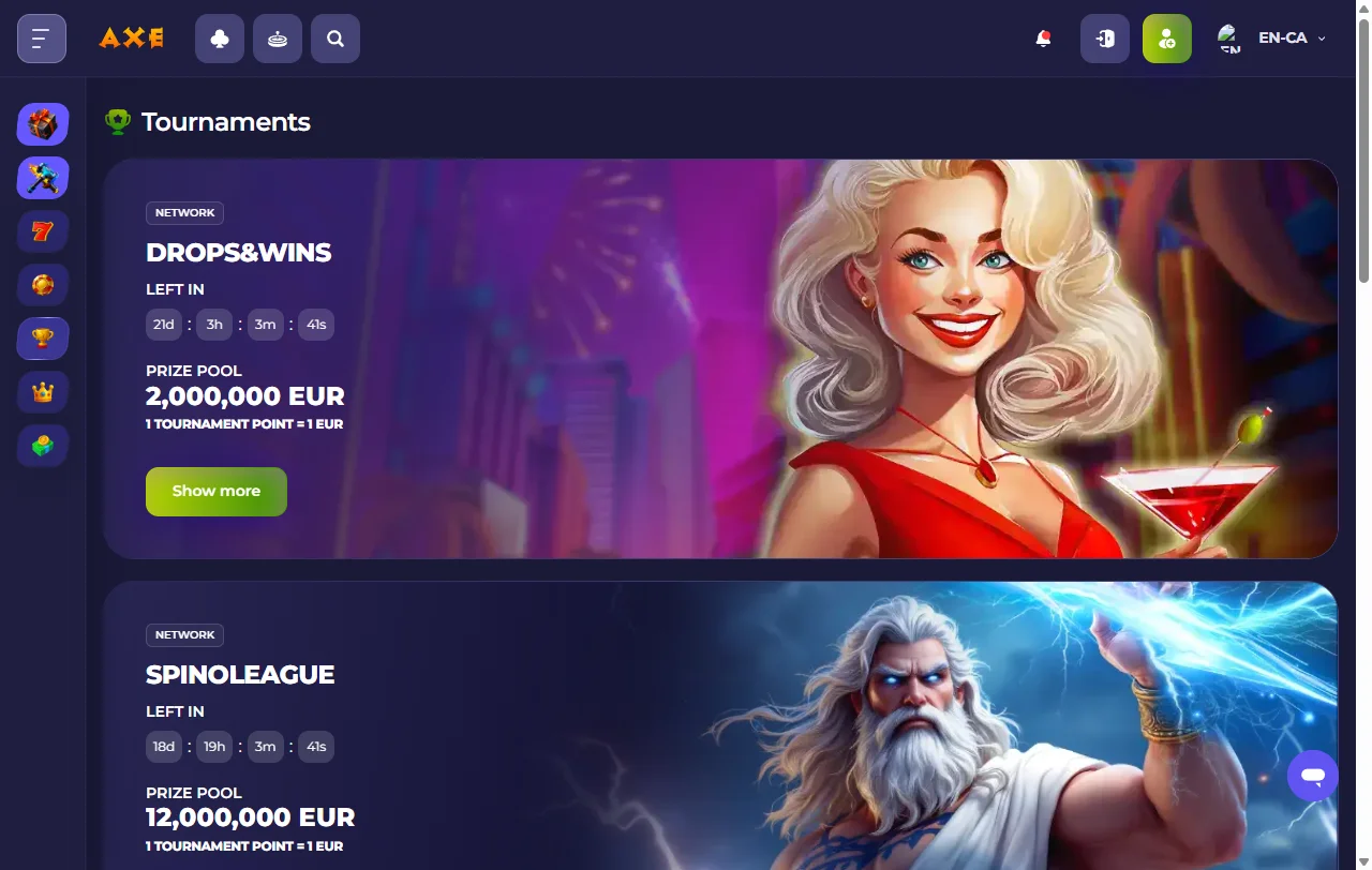 Bônus promoções e ofertas Axe Casino Brasil