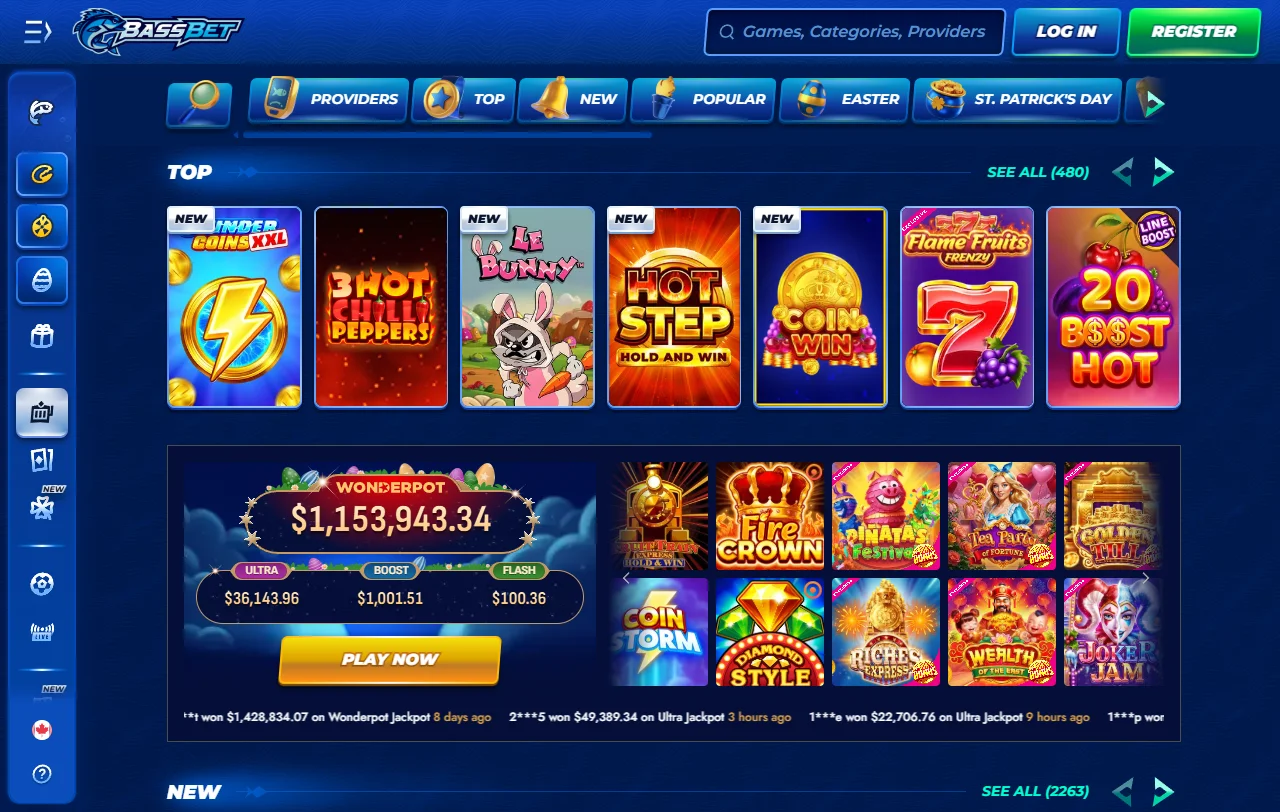 Seleção jogos e fornecedores BassBet Casino Brasil destacados