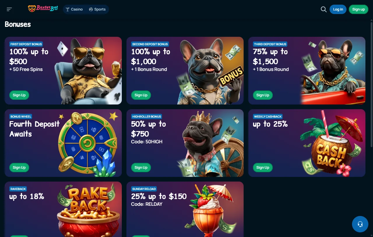 Jogos slots e live casino disponíveis Baxterbet Casino Brasil