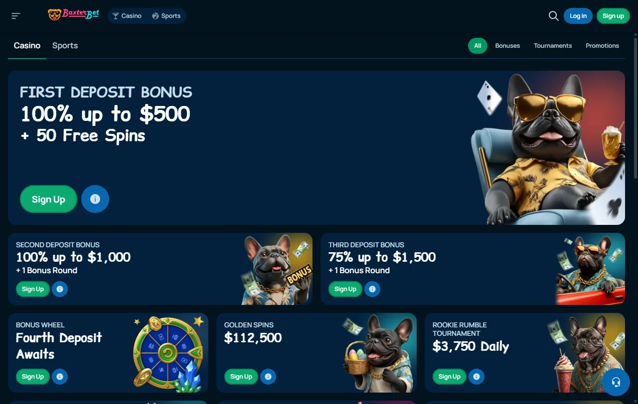 Bônus boas-vindas e promoções Baxterbet Casino Brasil detalhadas
