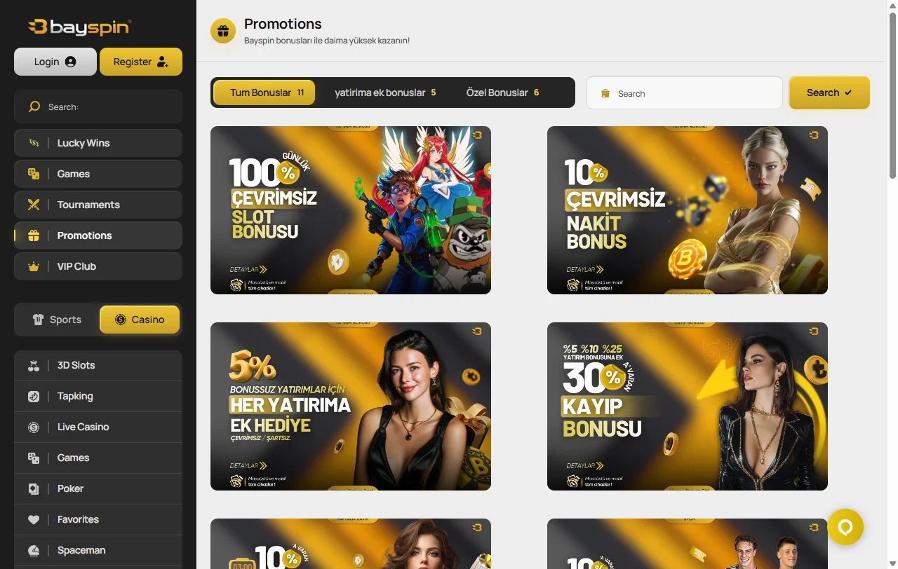 Bônus de boas-vindas e promoções no BaySpin Casino Brasil