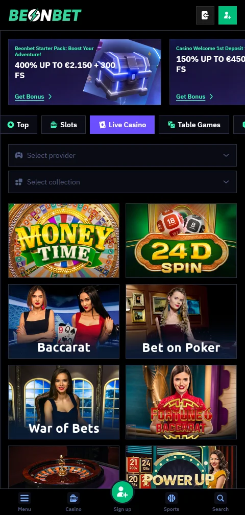 Experiência mobile acessibilidade jogos BeonBet Casino Brasil