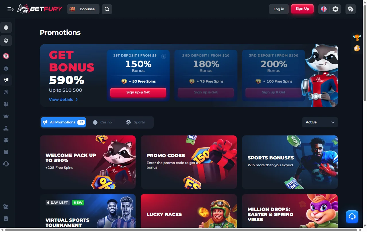 Seleção jogos slots e crash na BetFury Casino Brasil