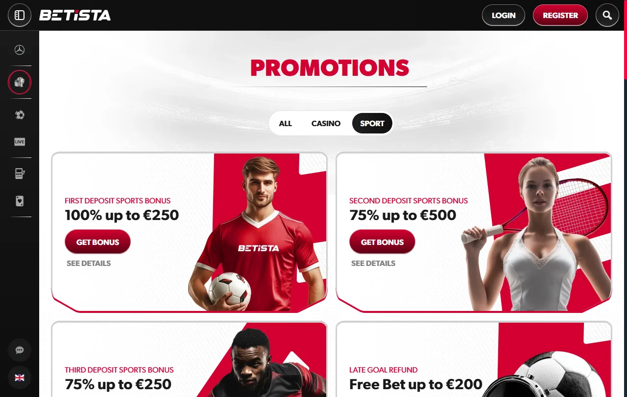 Seção de bônus e promoções do Betista Casino Brasil mostrando ofertas de boas-vindas até R$ 1.000 e rodadas grátis