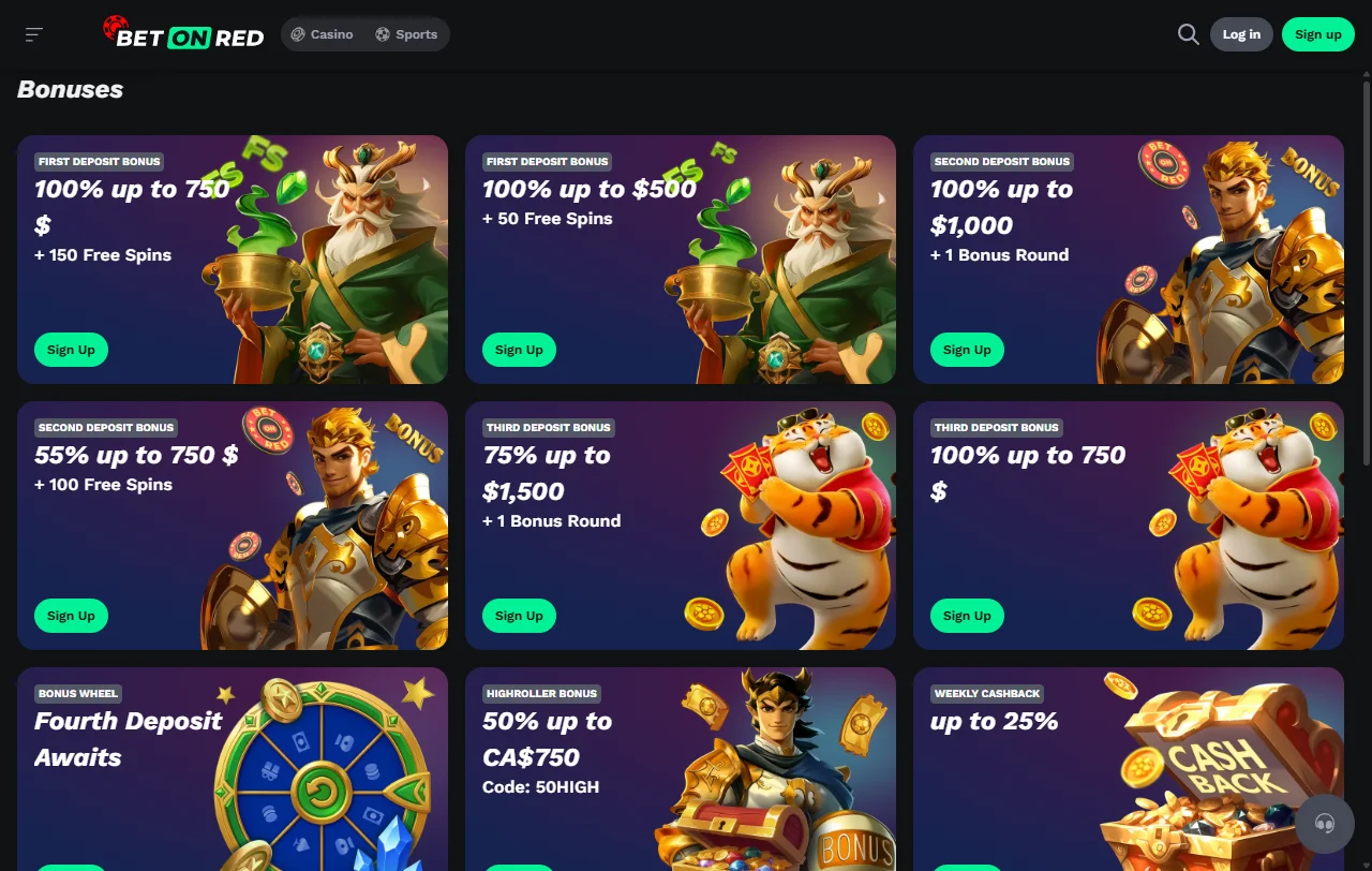 Promoções bônus e ofertas bem-vindas BetOnRed Casino Brasil