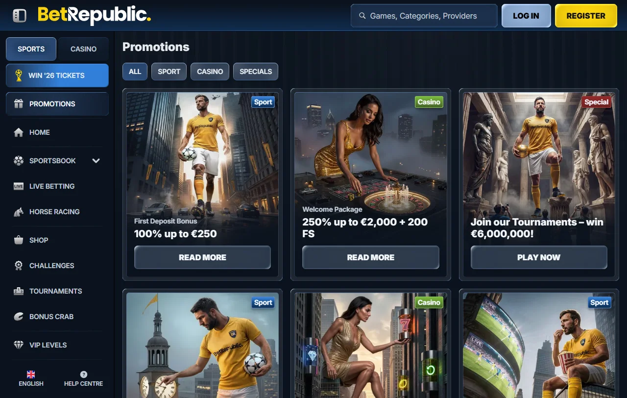 Ofertas de bônus e promoções no BetRepublic Casino Brasil