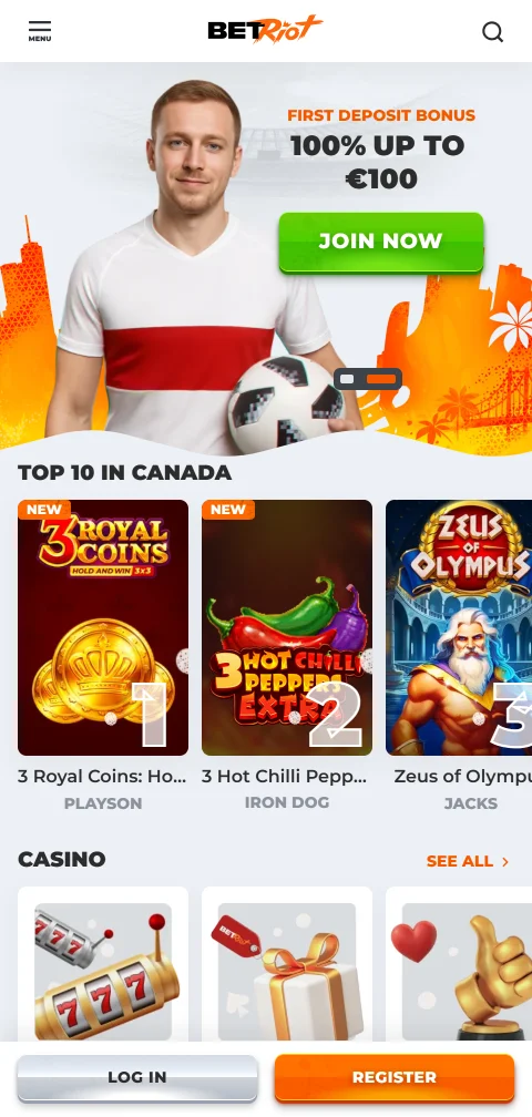 Aplicativo mobile do BetRiot Casino Brasil com interface otimizada para smartphones