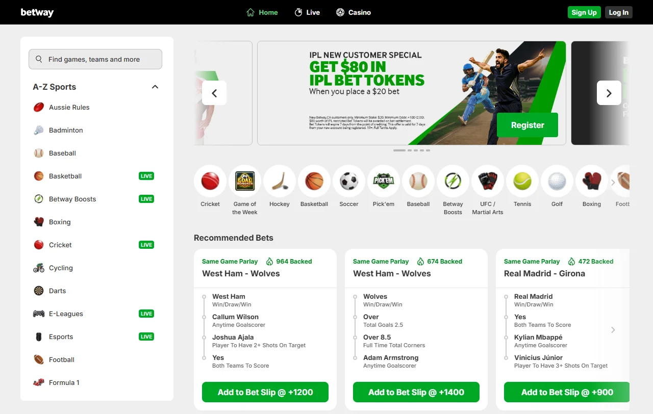 Bônus boas-vindas e promoções ativas Betway Casino Brasil