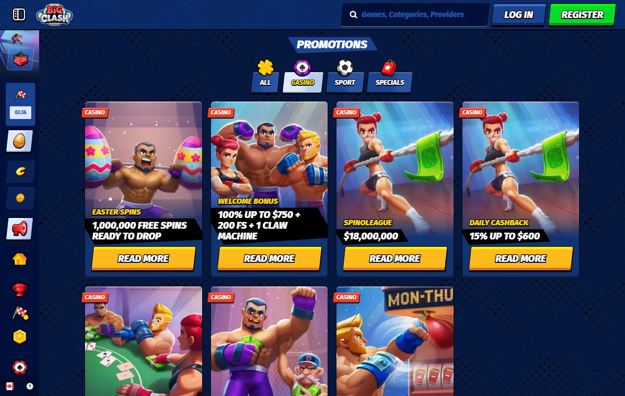 Seleção jogos e provedores principais BigClash Casino Brasil