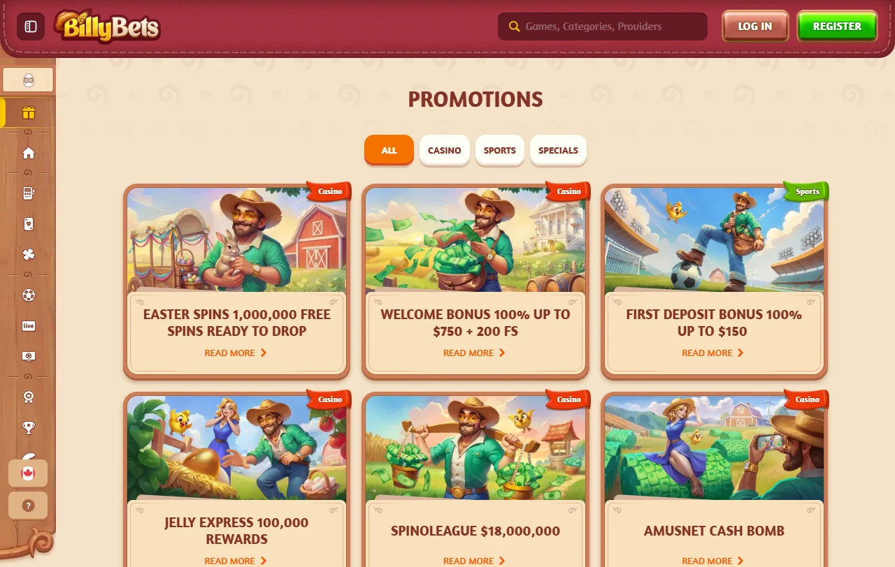 Ofertas bônus e promoções BillyBets Casino Brasil detalhadas