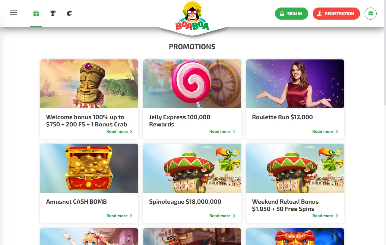 Jogos slots e live casino no BoaBoa Casino Brasil catálogo