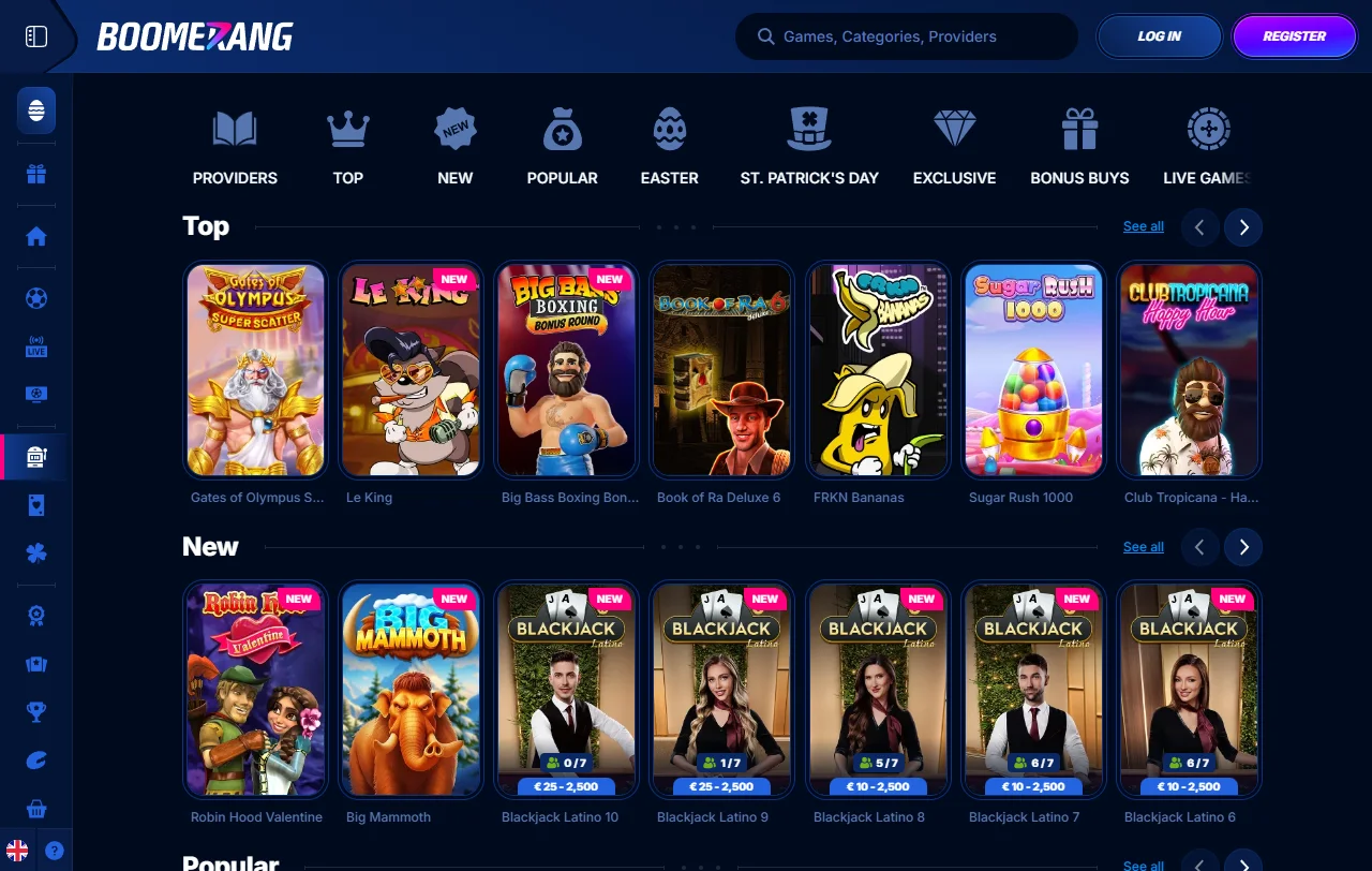 Bônus promoções e ofertas de boas-vindas no Boomerang Casino Brasil