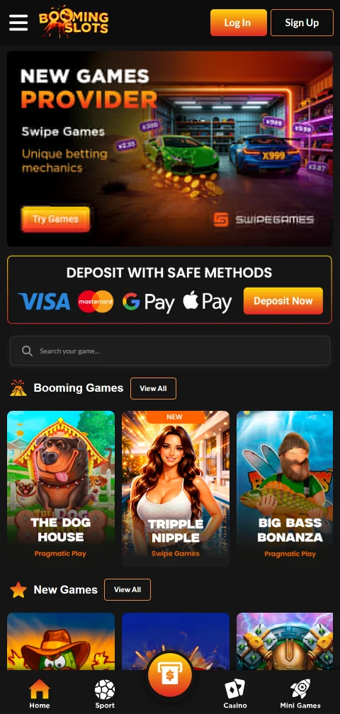 Experiência mobile Boomingslots Casino Brasil em smartphones