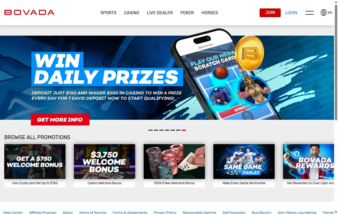 Promoções bônus de boas-vindas no Bovada Casino Brasil