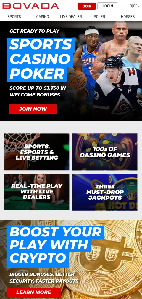 Acesso mobile e jogos no Bovada Casino Brasil