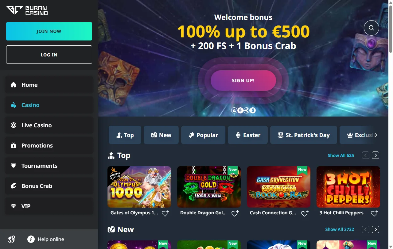 Jogos slots e provedores destacados no Buran Casino Brasil catálogo