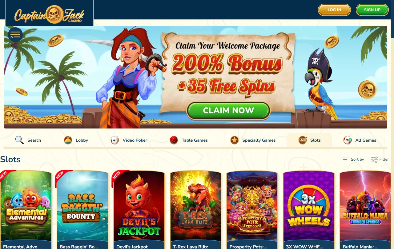 Seleção jogos e slots no Captain Jack Casino Brasil