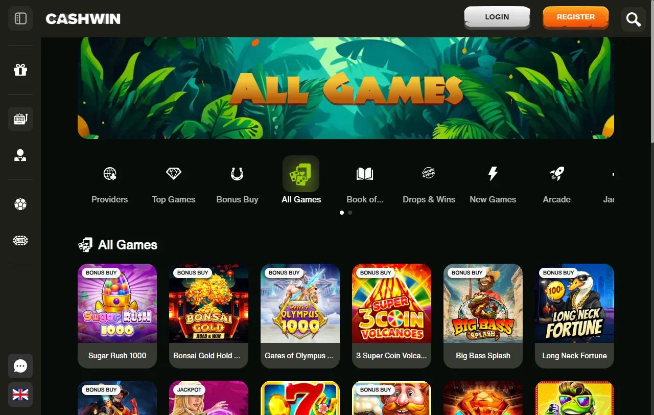 Jogos slots e live casino disponíveis CashWin Casino Brasil