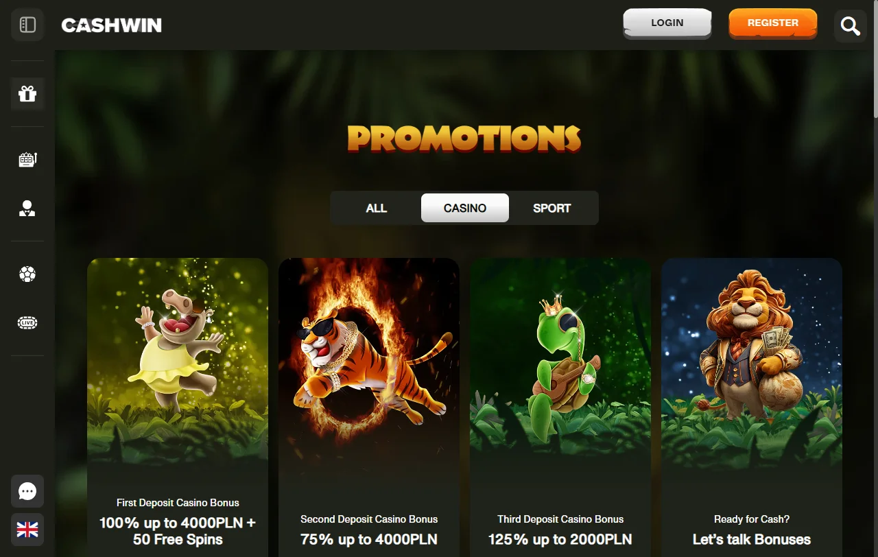 Bônus boas-vindas e promoções CashWin Casino Brasil
