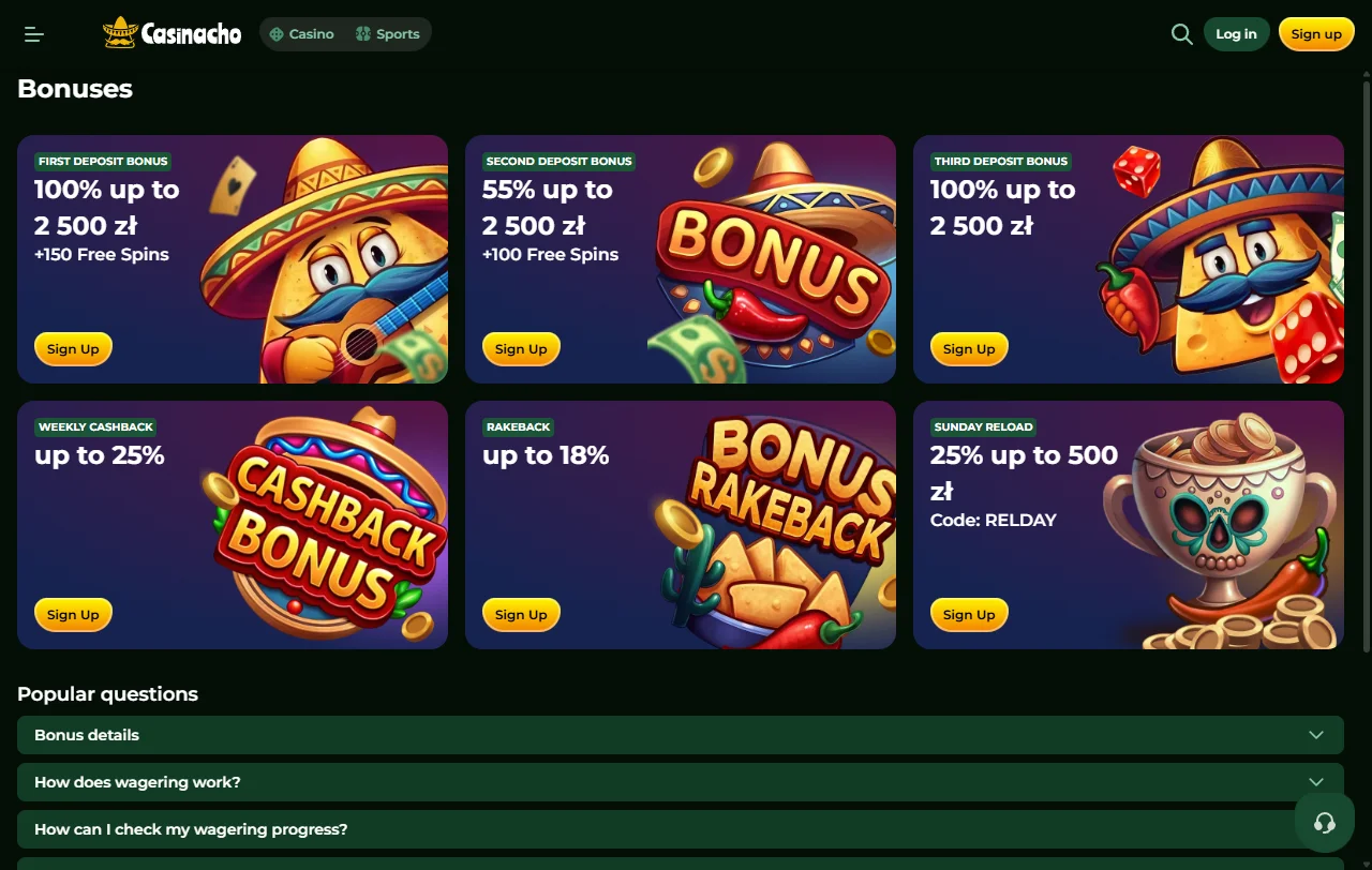Bônus de boas-vindas e promoções oferecidas pela Casinacho Casino Brasil