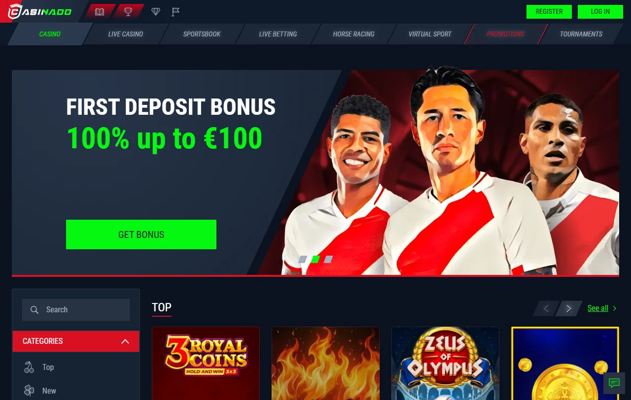 Jogos slots mesas e ao vivo no Casinado Casino Brasil