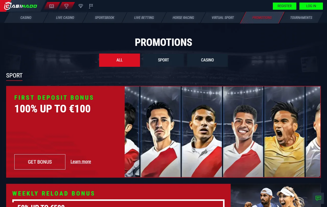 Bônus de boas-vindas e promoções Casinado Casino Brasil