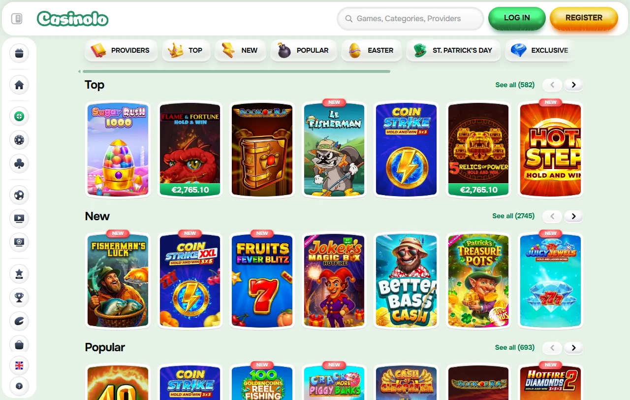 Jogos slots e provedores no Casinolo Casino Brasil