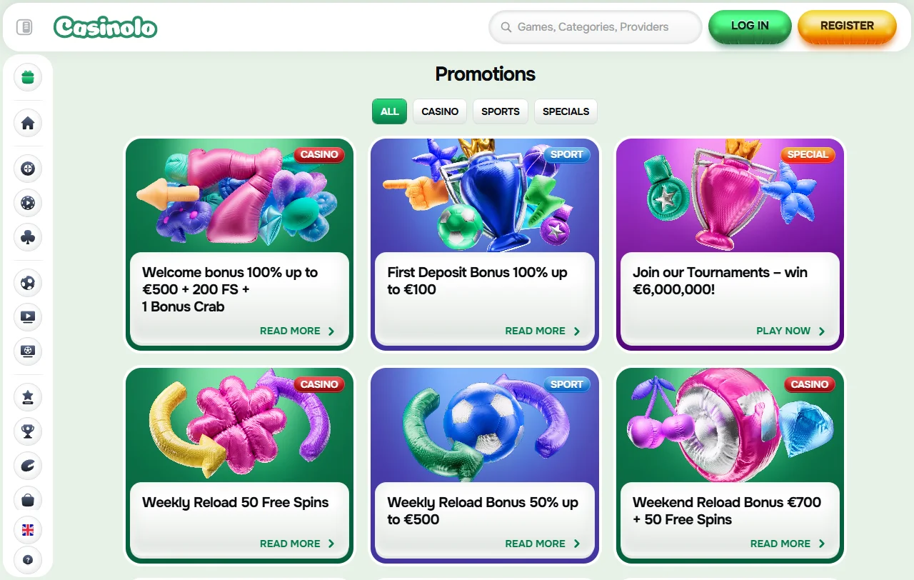 Bônus promoções e ofertas Casinolo Casino Brasil