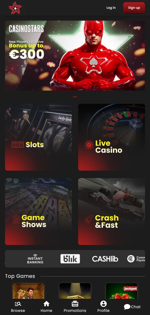 CasinoStars Casino Brasil mobile com jogos e acessibilidade