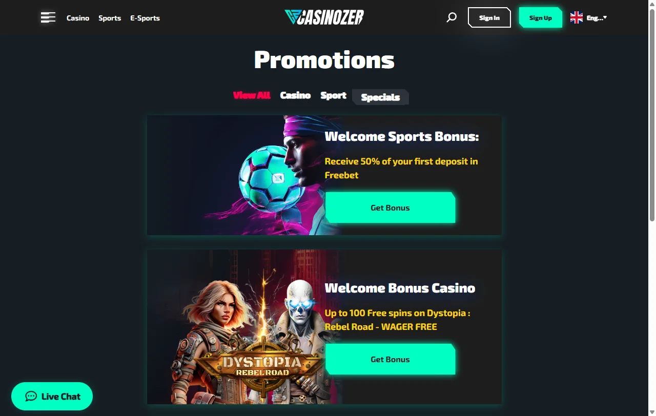 Promoções e bônus oferecidos pelo Casinozer Casino Brasil
