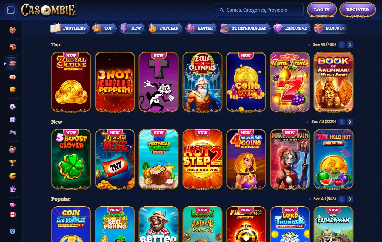 Slots e mesas ao vivo disponíveis no Casombie Casino Brasil