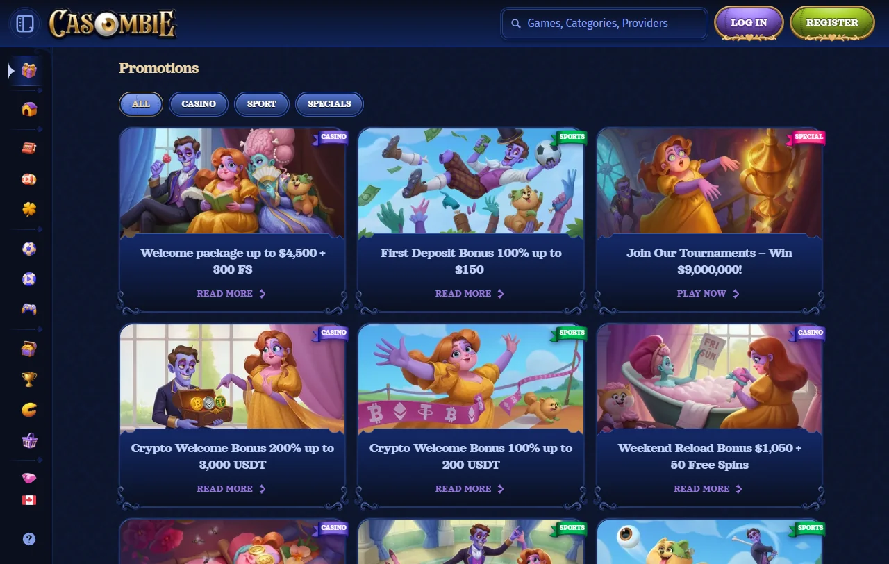 Programa bônus e ofertas bem-vindas Casombie Casino Brasil