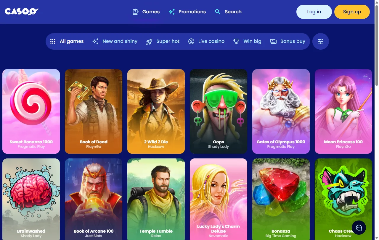 Seleção de jogos e provedores no Casoo Casino Brasil