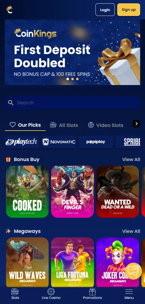 Depósitos saques PIX métodos CoinKings Casino Brasil mobile