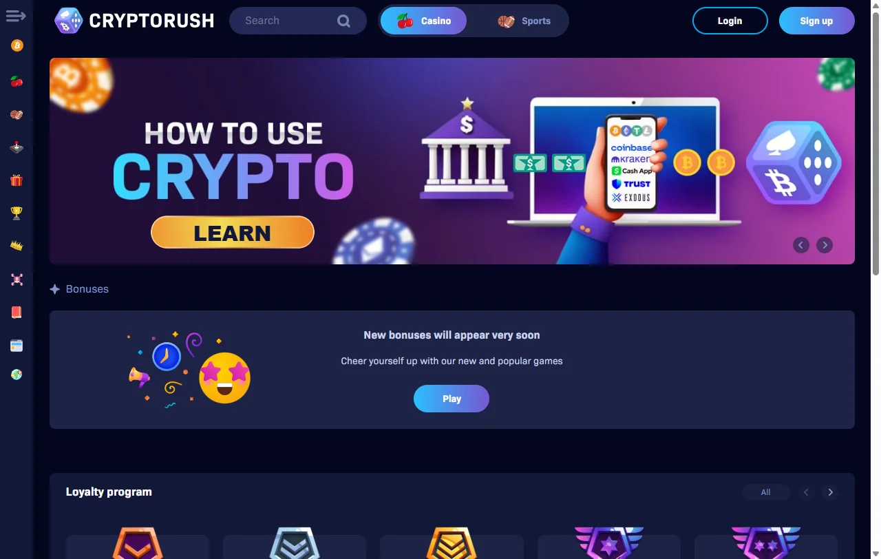 Slots e jogos de mesa disponíveis no CryptoRush Casino Brasil